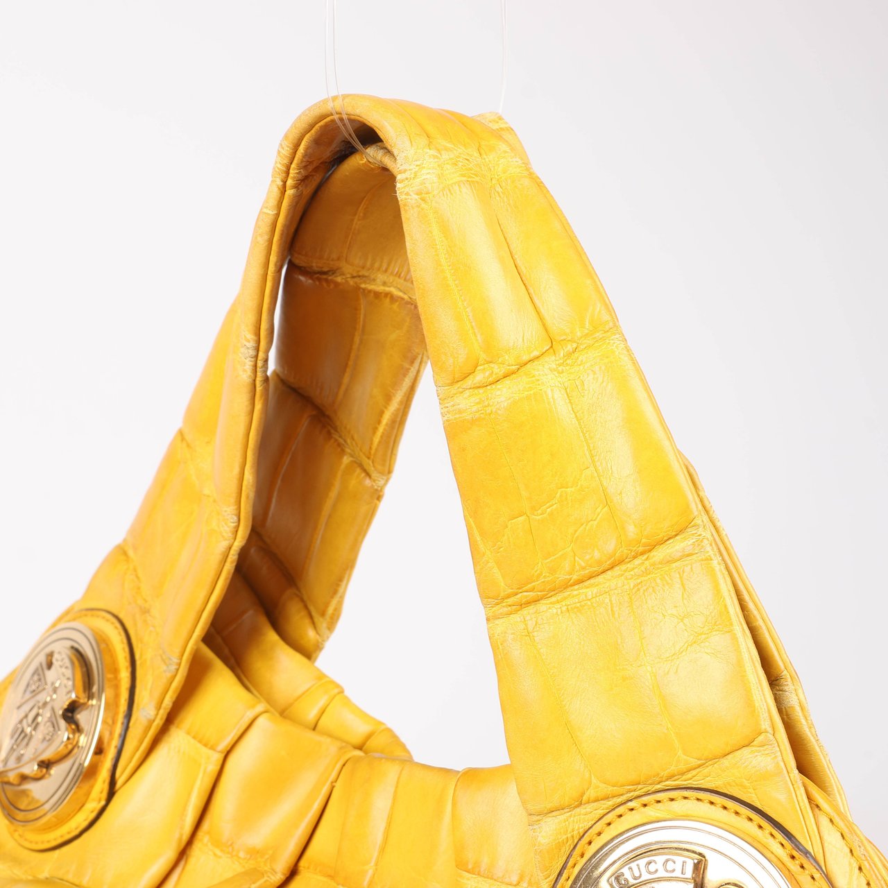 Gucci Exotic leathers - Alligator Hysteria Top 2way Handbag in Yellow Geel