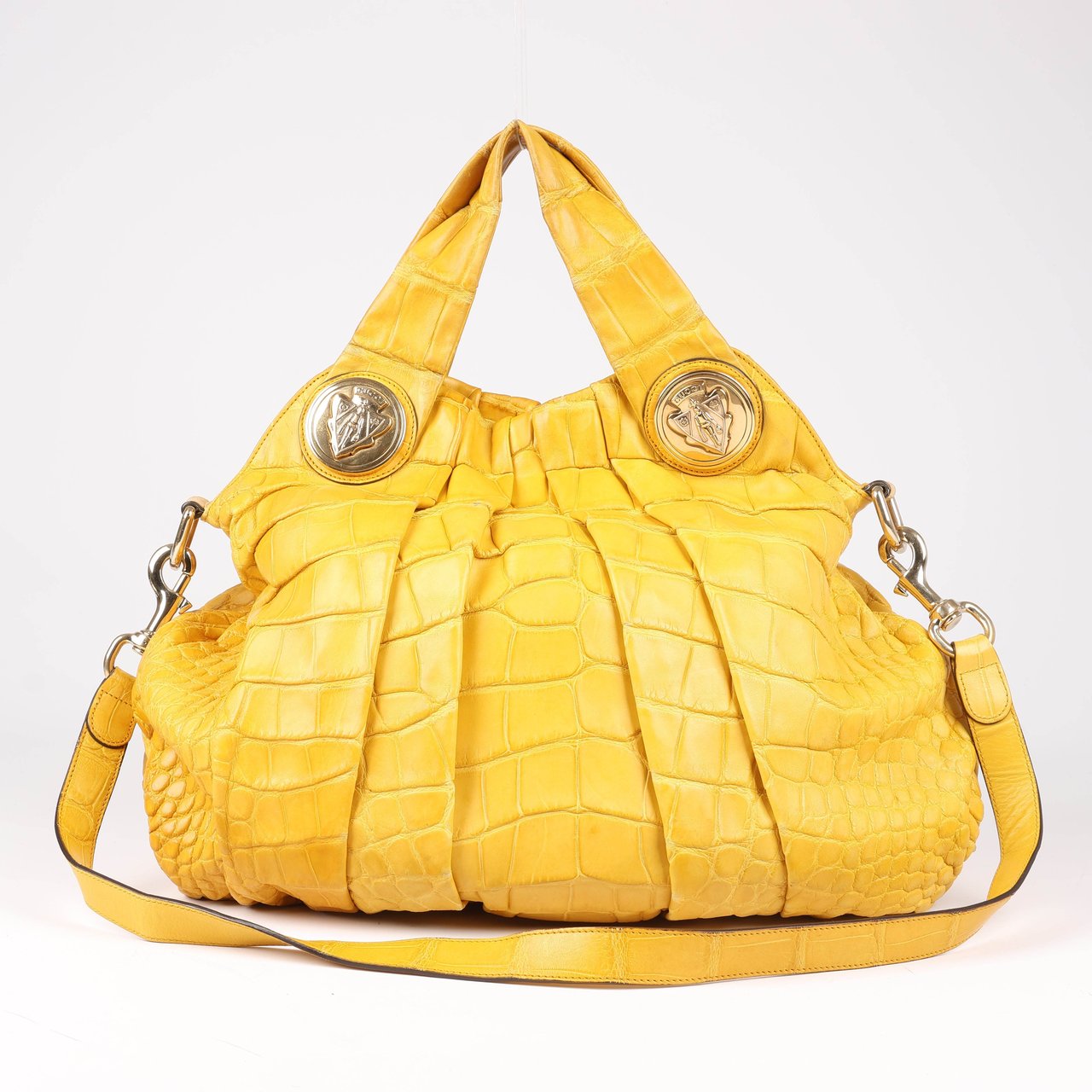 Gucci Exotic leathers - Alligator Hysteria Top 2way Handbag in Yellow Geel
