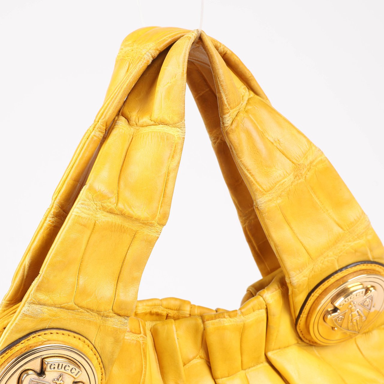 Gucci Exotic leathers - Alligator Hysteria Top 2way Handbag in Yellow Geel