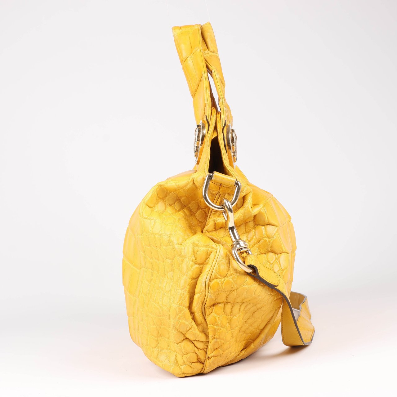 Gucci Exotic leathers - Alligator Hysteria Top 2way Handbag in Yellow Geel