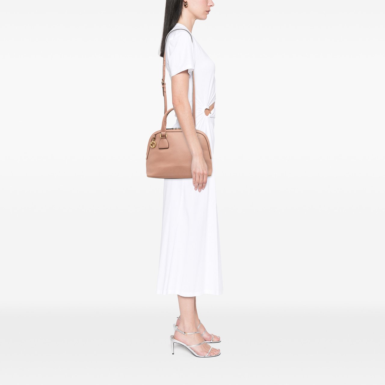 Gucci Small Dollar Calfskin GG Charm Dome Satchel Roze