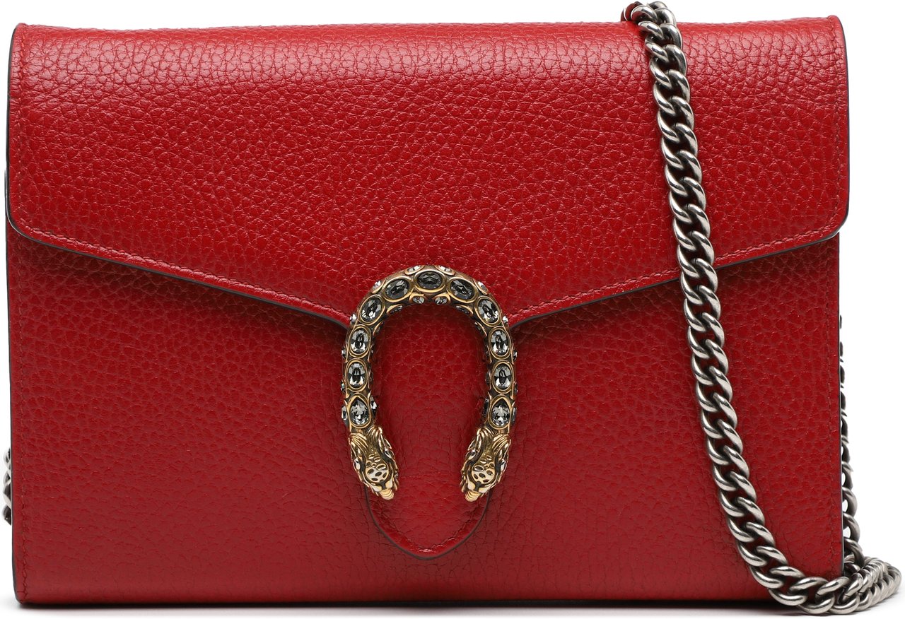 Gucci Leather Dionysus Wallet on Chain Rood