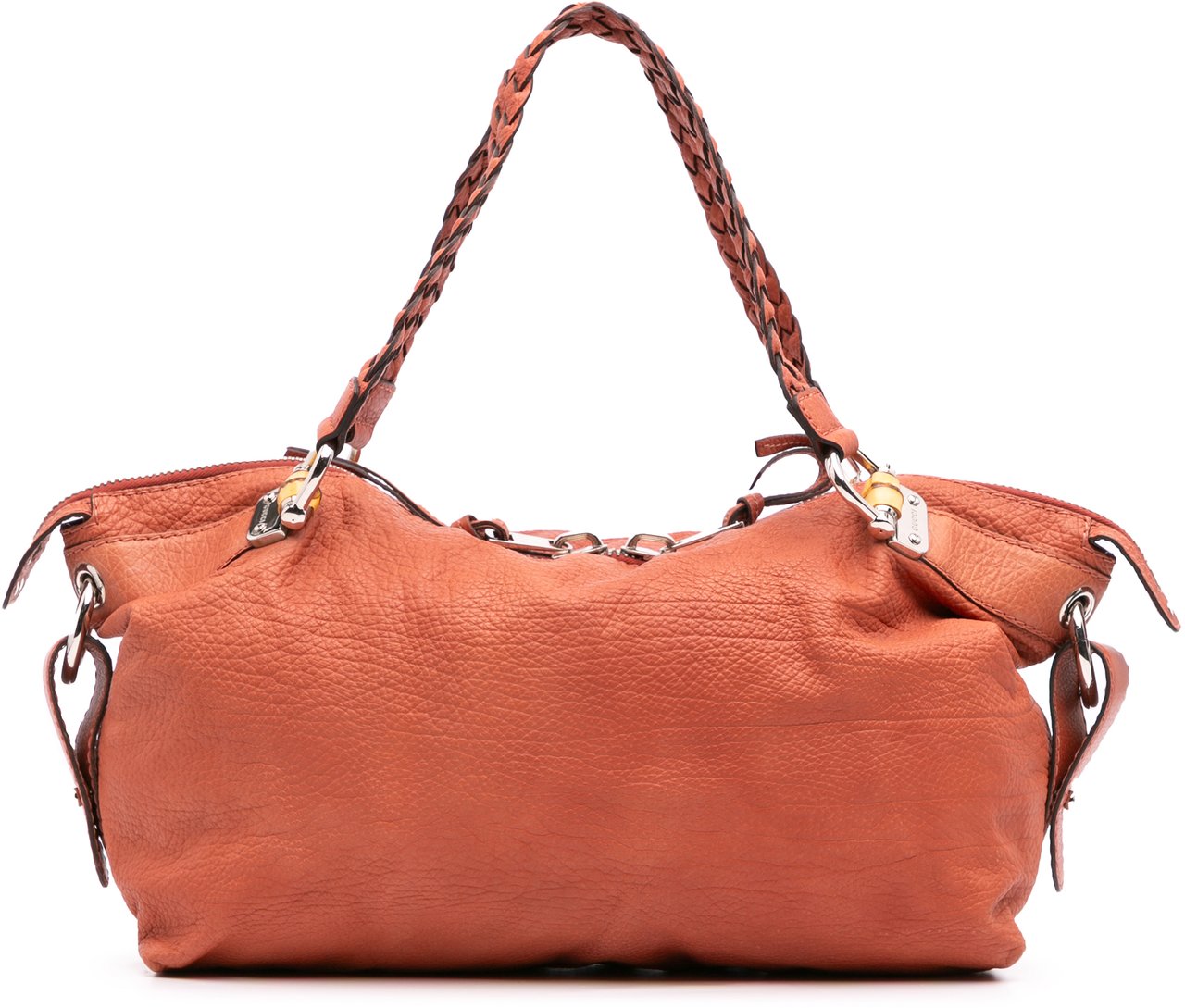 Gucci Medium Leather Bamboo Bar Tote Oranje