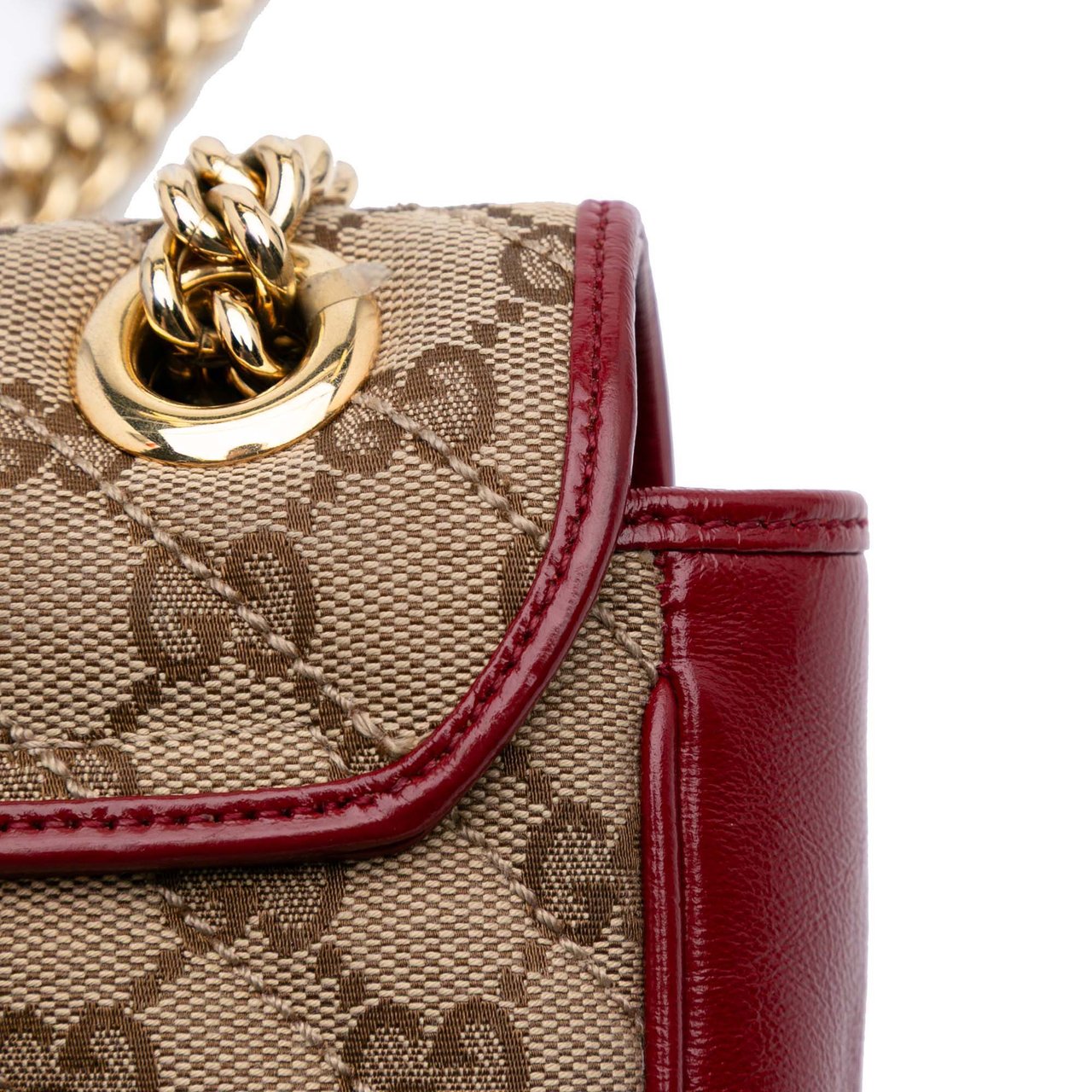 Gucci Mini GG Marmont Matelasse Canvas Flap Crossbody Bruin