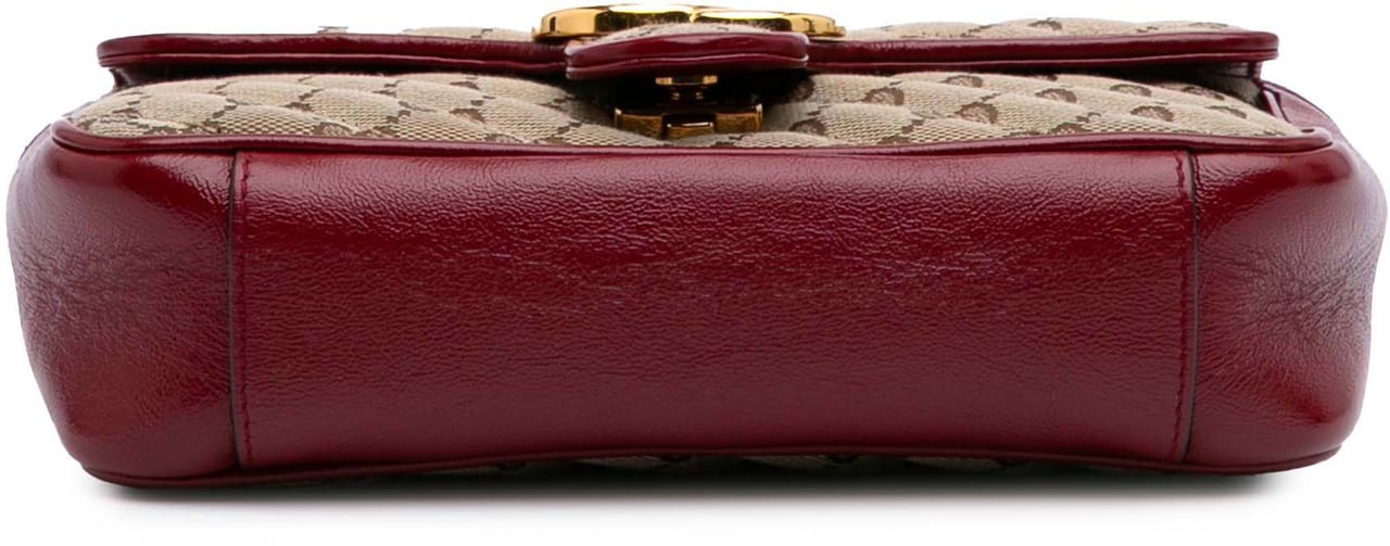 Gucci Mini GG Marmont Matelasse Canvas Flap Crossbody Bruin