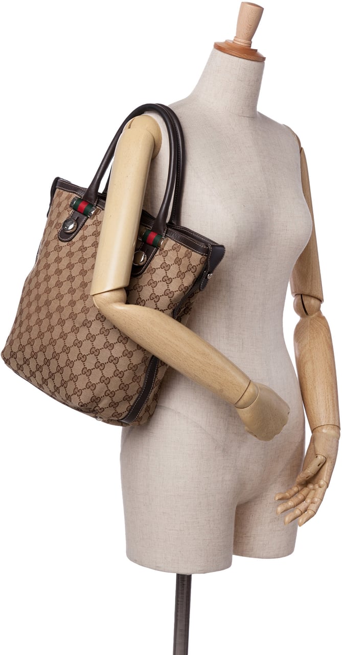 Gucci Medium GG Canvas Web Match Ball Tote Bruin
