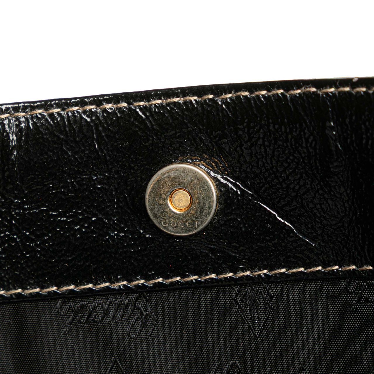Gucci Medium Patent Web Britt Satchel Zwart