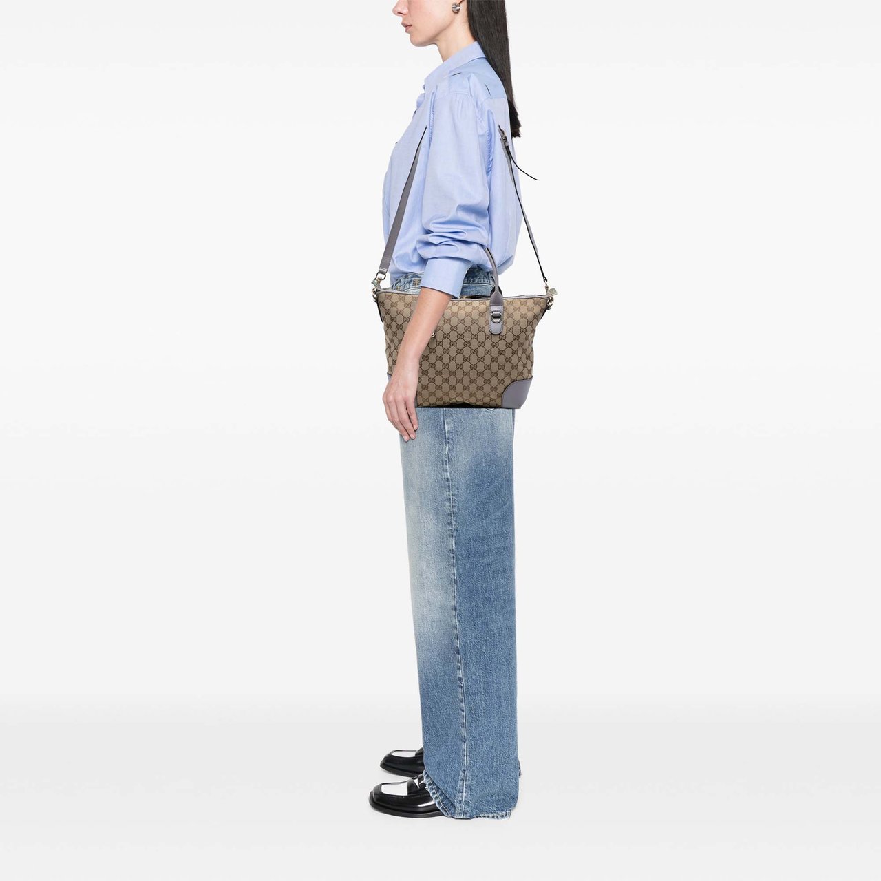 Gucci GG Canvas Heart Bit Satchel Bruin