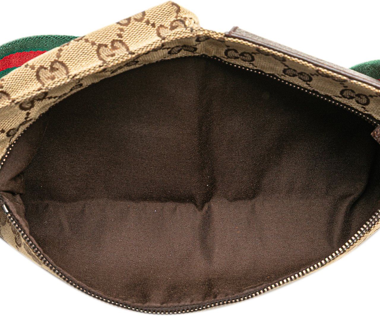 Gucci GG Canvas Web Double Pocket Belt Bag Bruin