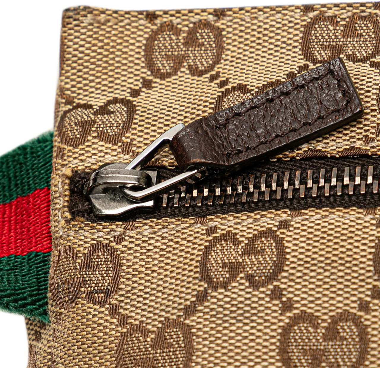Gucci GG Canvas Web Double Pocket Belt Bag Bruin