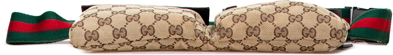 Gucci GG Canvas Web Double Pocket Belt Bag Bruin