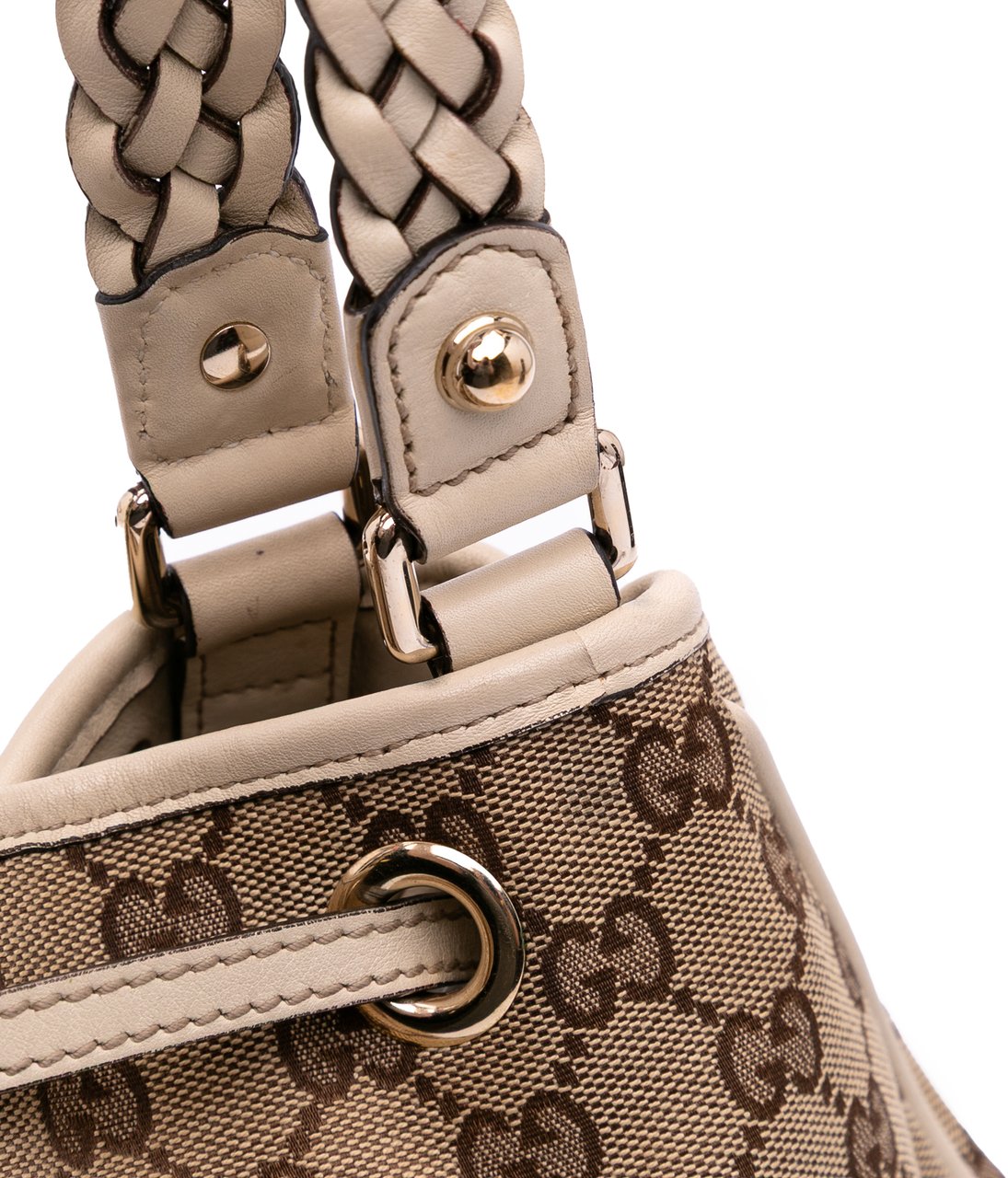 Gucci Medium GG Canvas Braided Peggy Tote Bruin