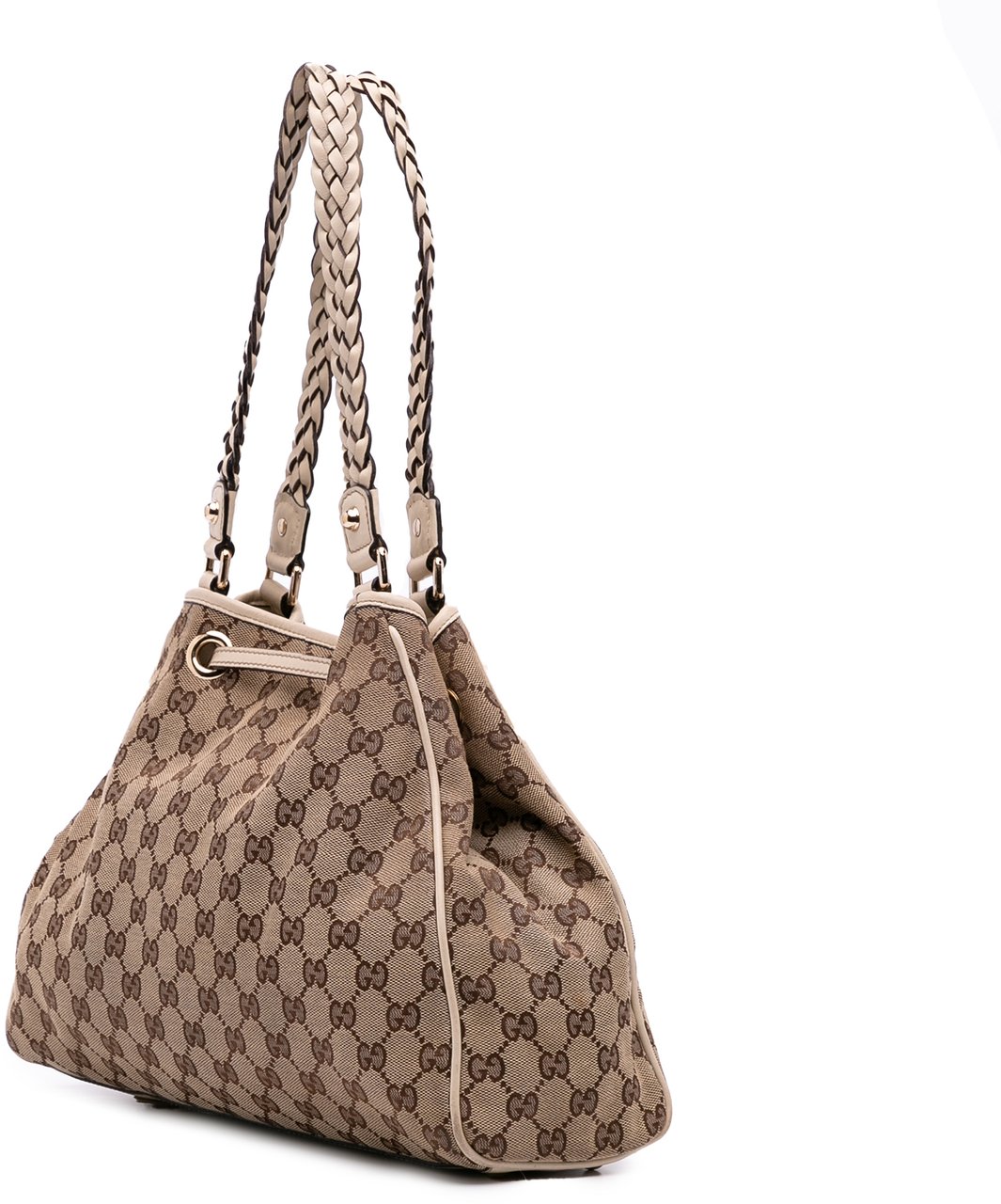 Gucci Medium GG Canvas Braided Peggy Tote Bruin
