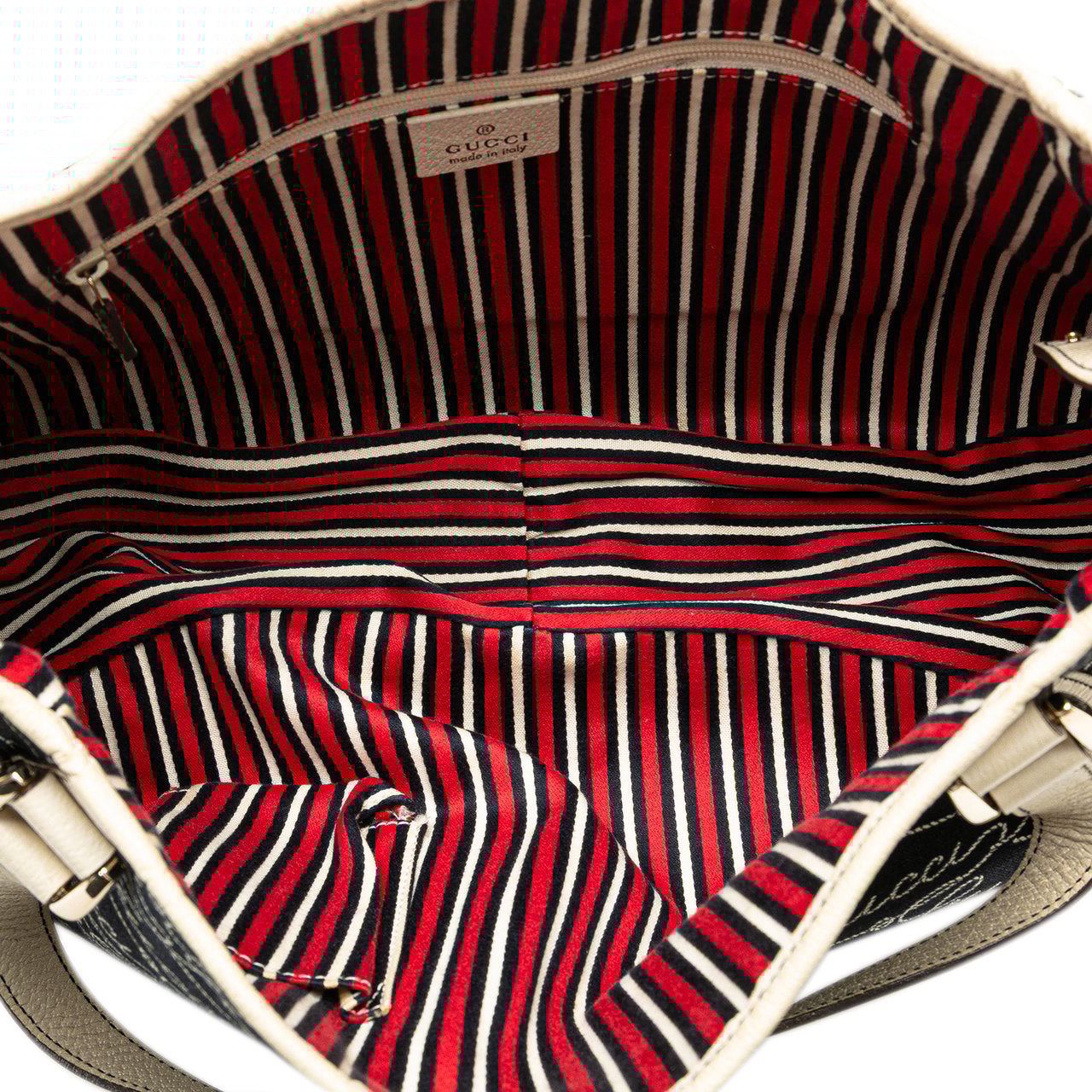Gucci 85th Anniversary Canvas Logo Abbey D Ring Tote Blauw