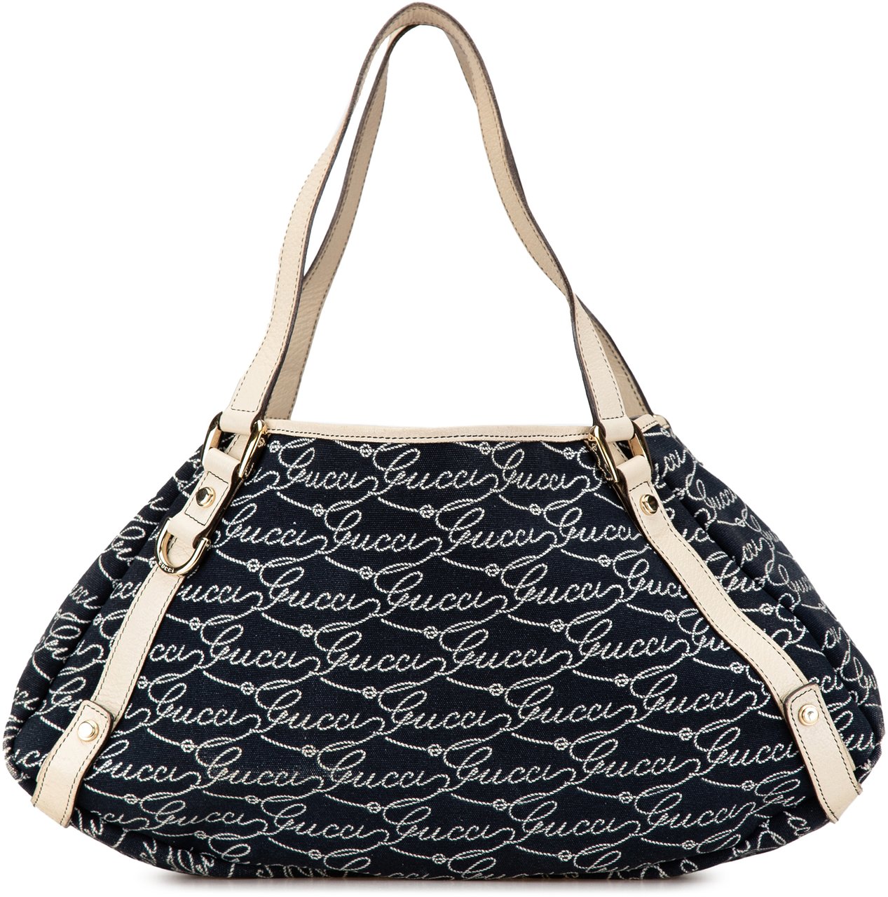 Gucci 85th Anniversary Canvas Logo Abbey D Ring Tote Blauw