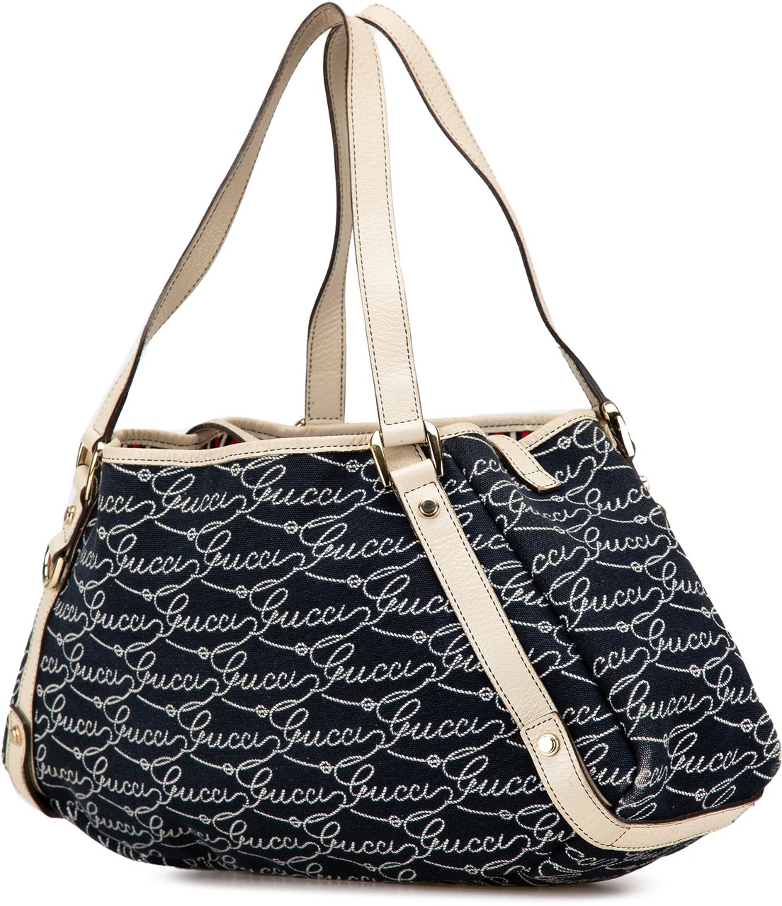 Gucci 85th Anniversary Canvas Logo Abbey D Ring Tote Blauw