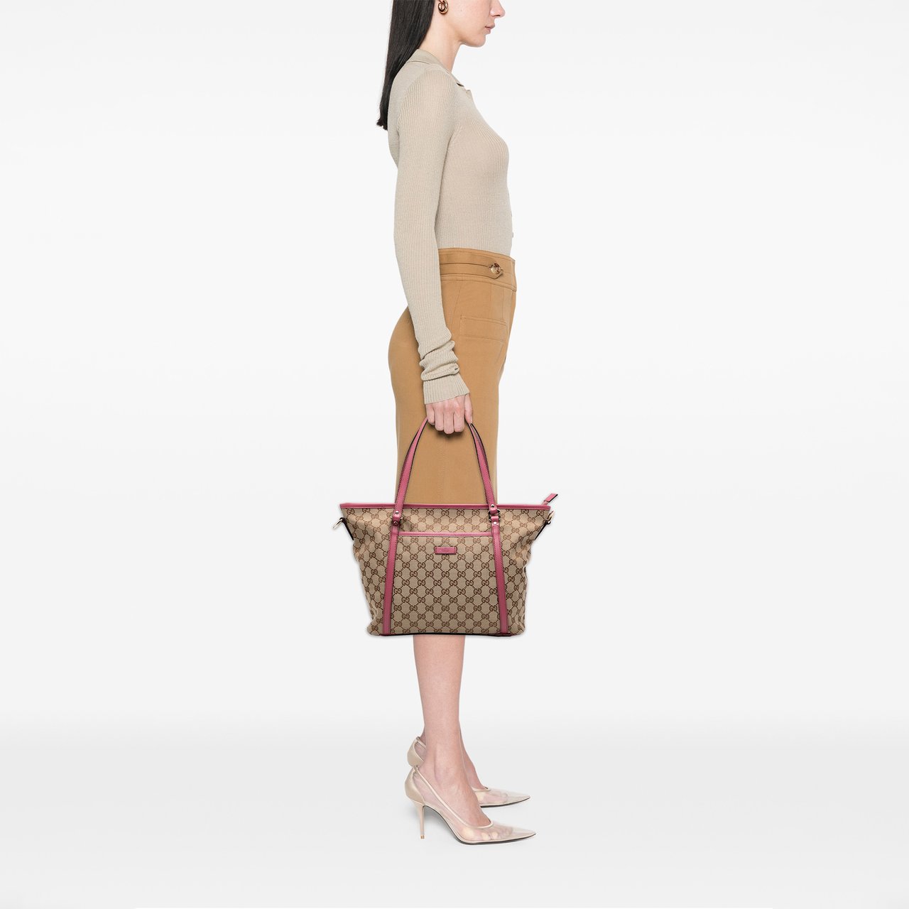 Gucci GG Canvas Convertible Joy Tote Bruin
