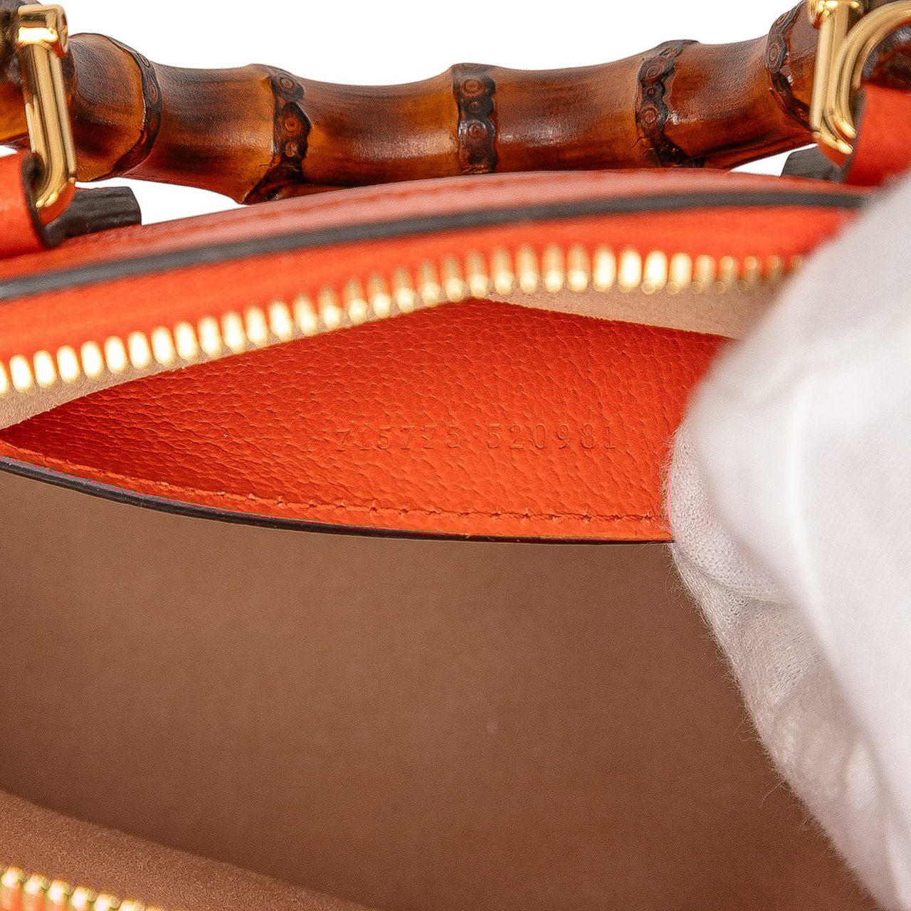 Gucci Mini Dollar Calfskin Bamboo Diana Dome Satchel Oranje