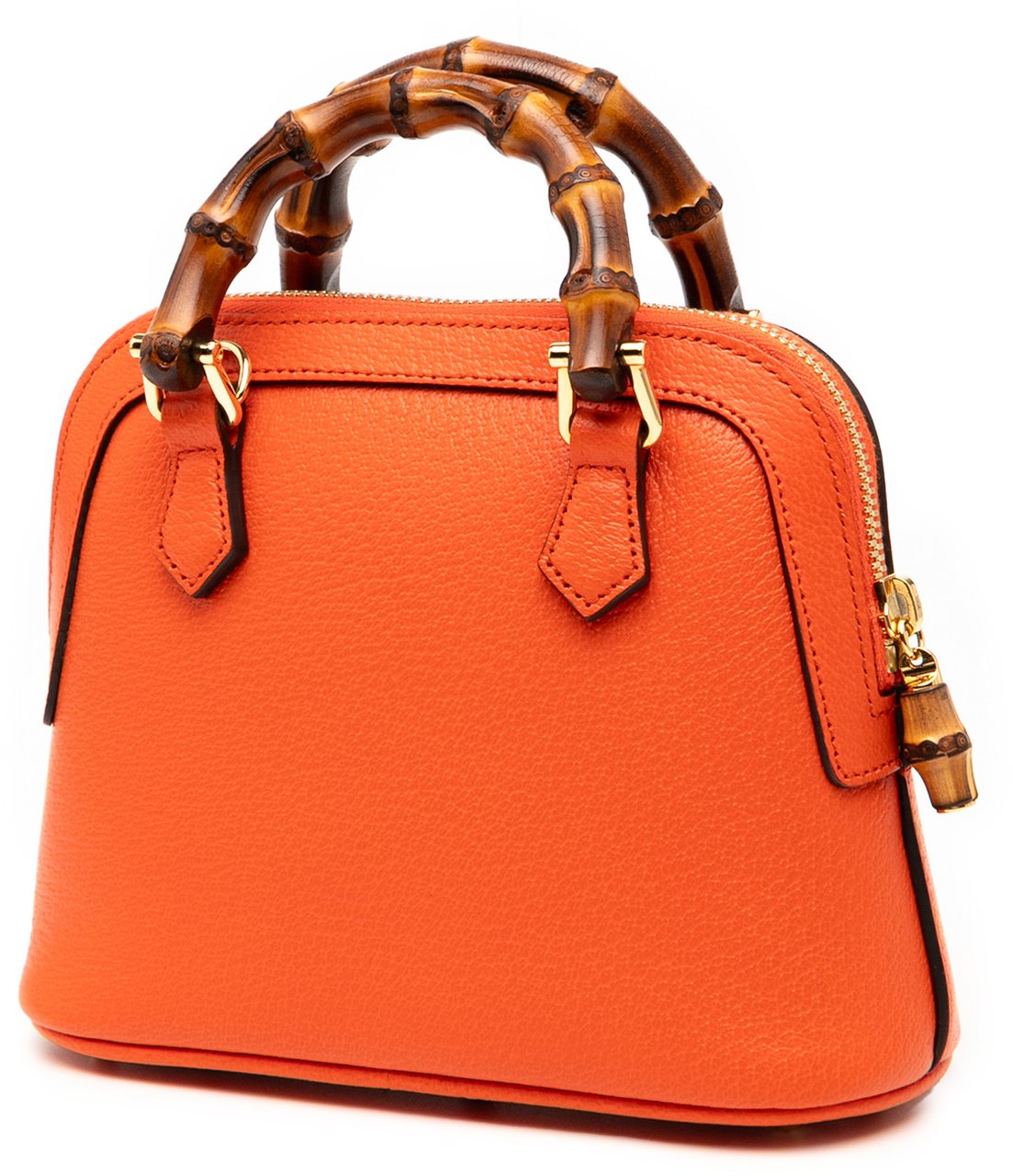 Gucci Mini Dollar Calfskin Bamboo Diana Dome Satchel Oranje
