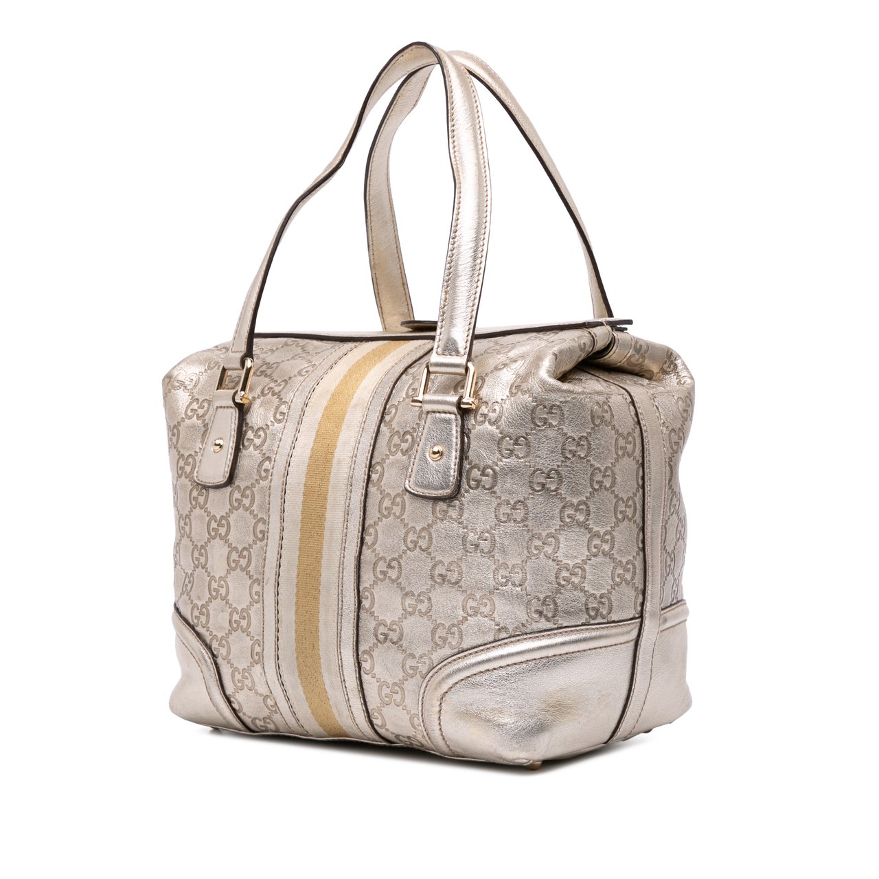 Gucci Metallic Guccissima Web Treasure Handbag Zilver
