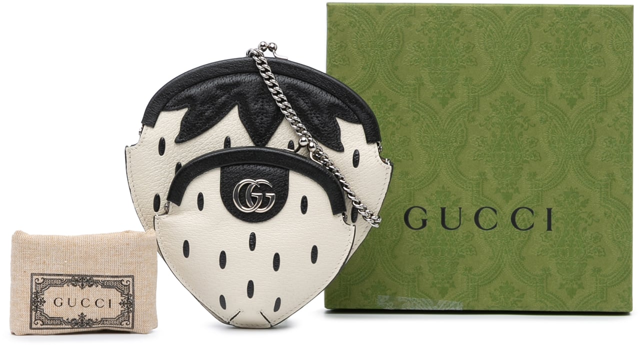 Gucci Leather Fruittini Strawberry Crossbody Wit