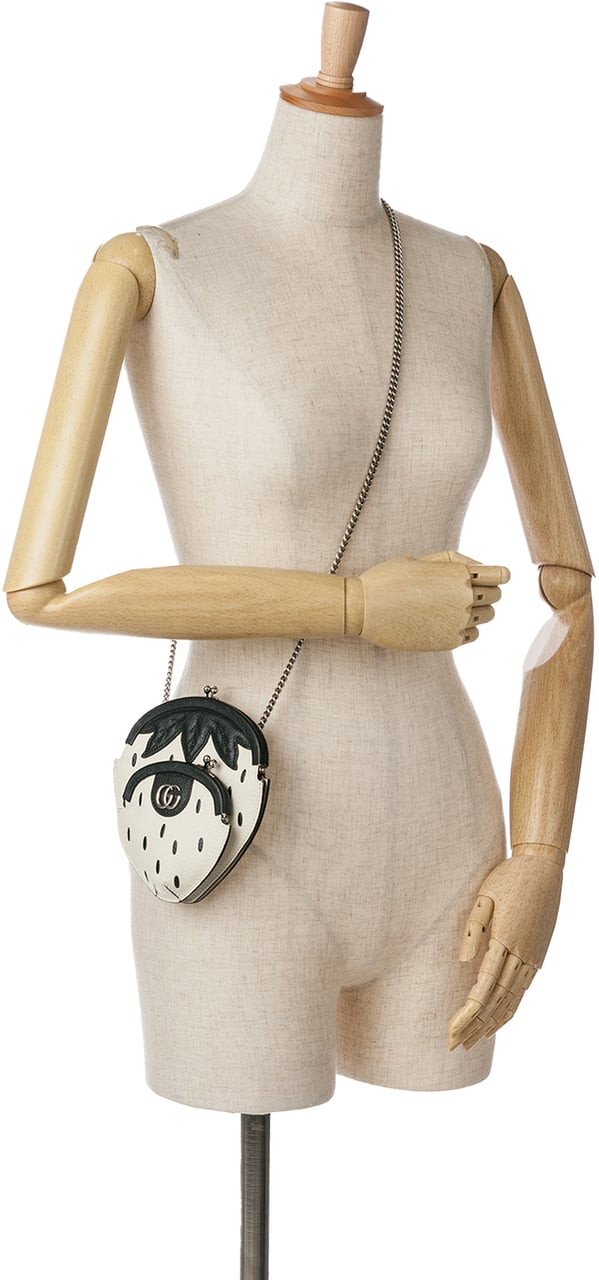 Gucci Leather Fruittini Strawberry Crossbody Wit