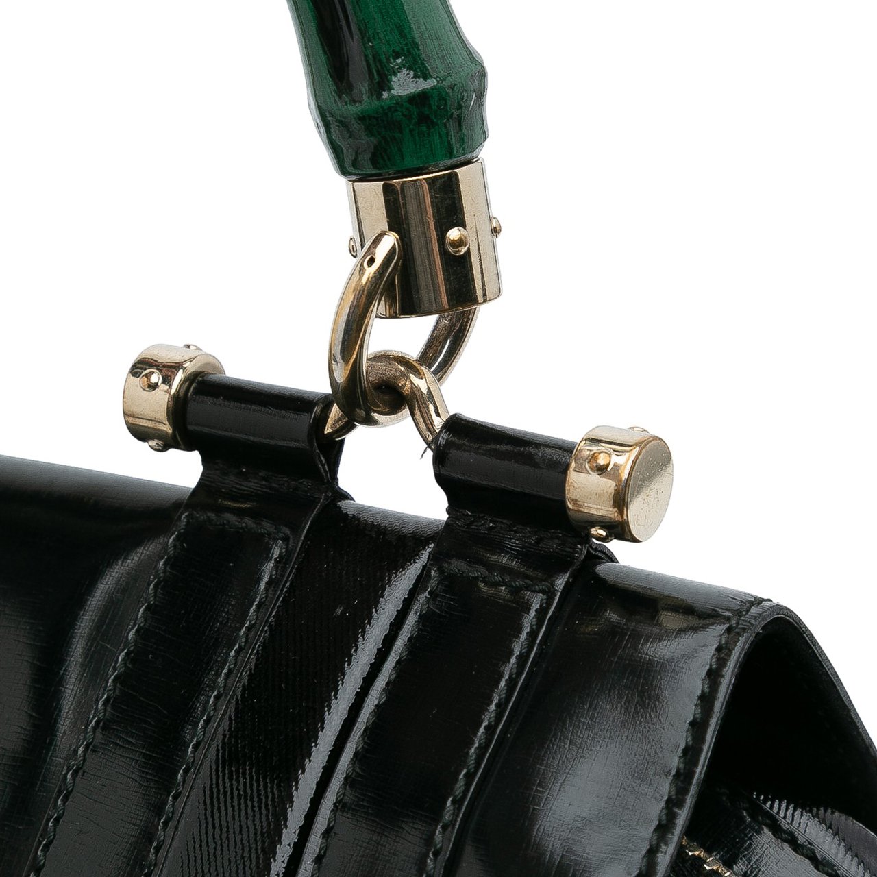 Gucci Dialux Pop Coated Canvas Bamboo Top Handle Bag Groen