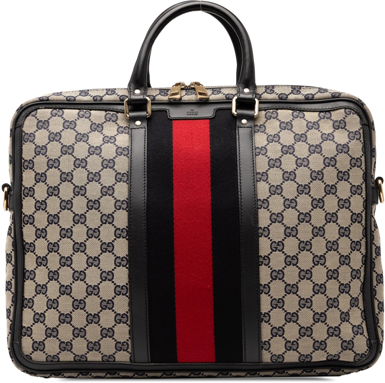 Gucci GG Canvas Web Briefcase Bruin