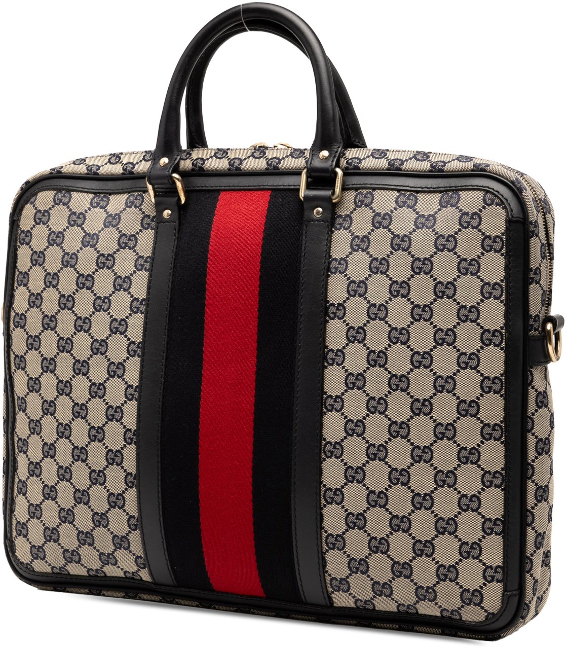 Gucci GG Canvas Web Briefcase Bruin