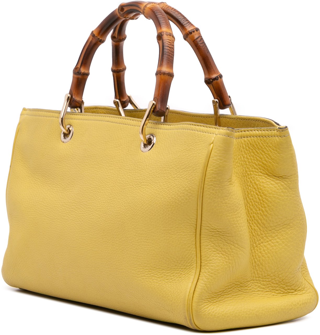 Gucci Medium Calfskin Bamboo Shopper Satchel Geel
