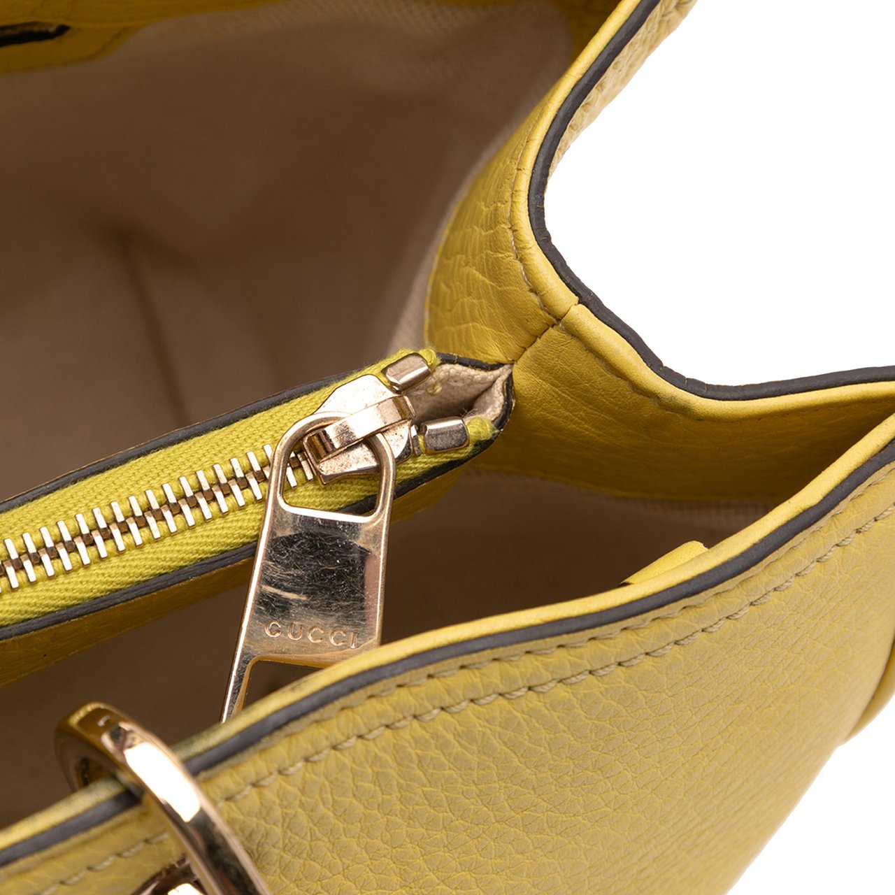 Gucci Medium Calfskin Bamboo Shopper Satchel Geel