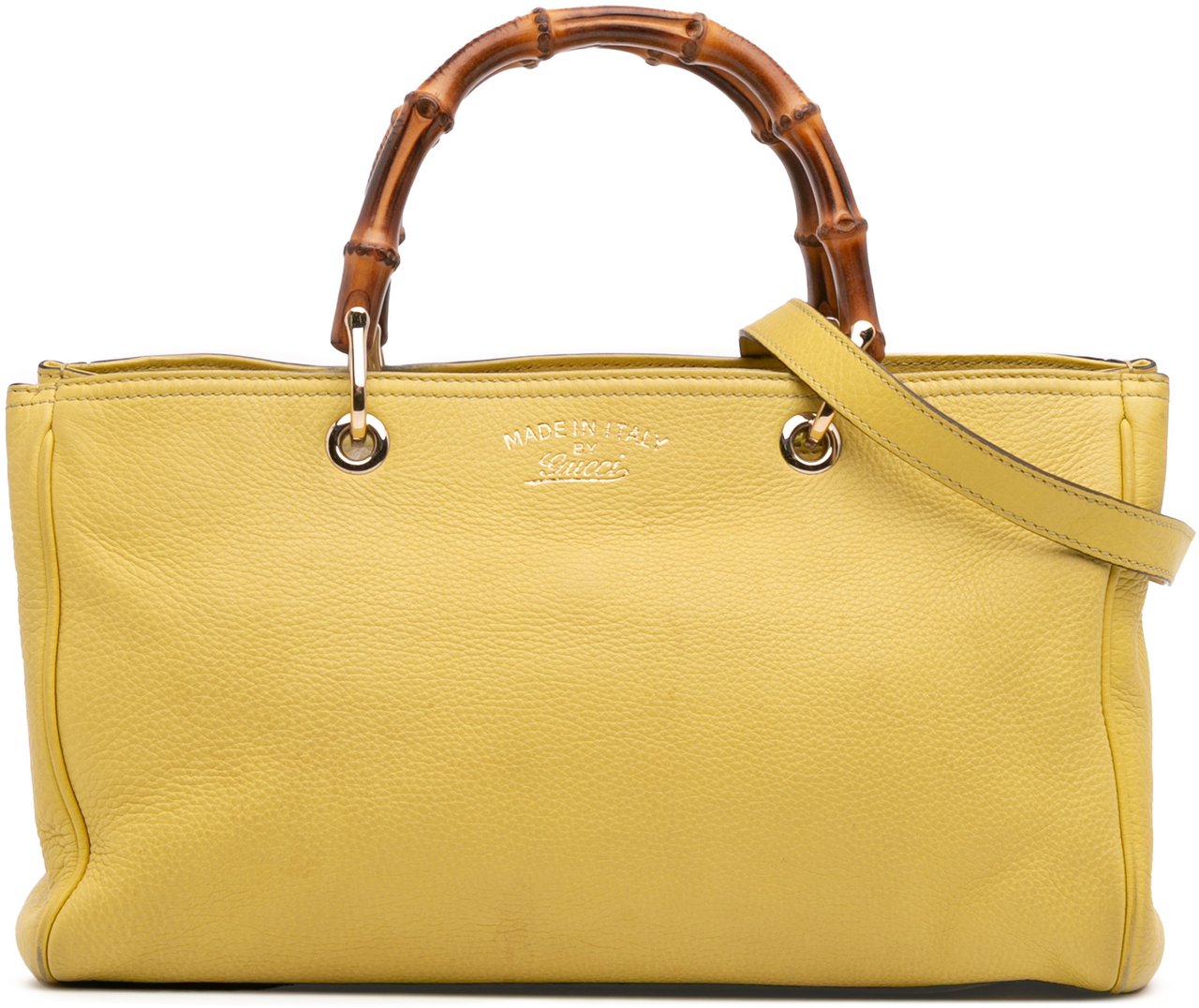 Gucci Medium Calfskin Bamboo Shopper Satchel Geel