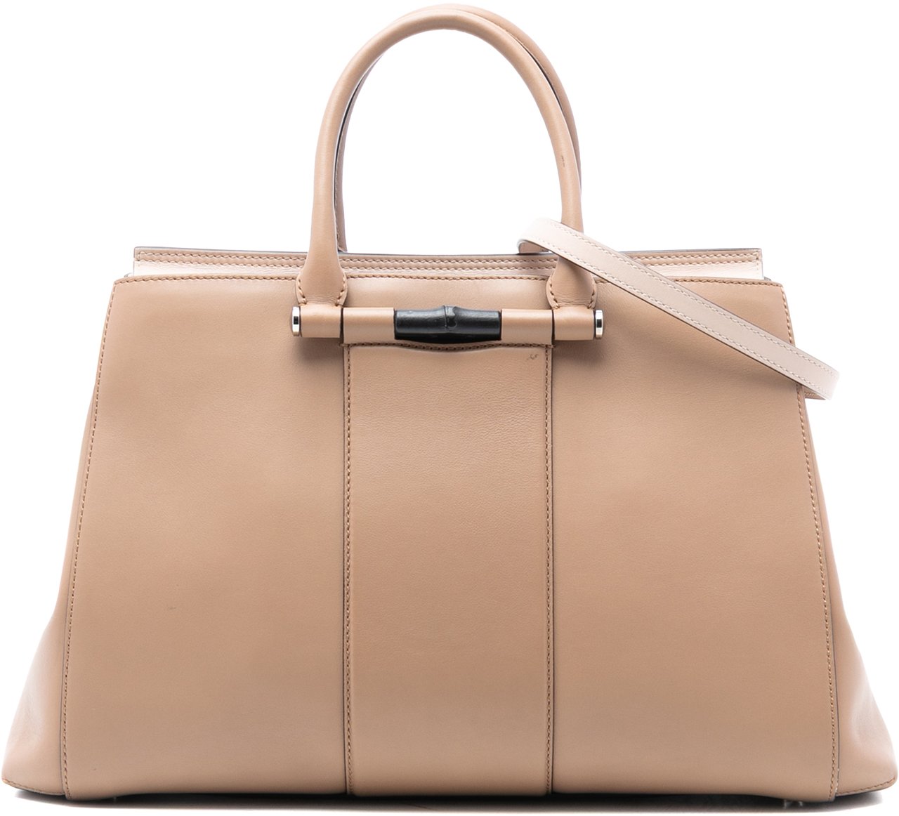 Gucci Leather Lady Bamboo Satchel Bruin