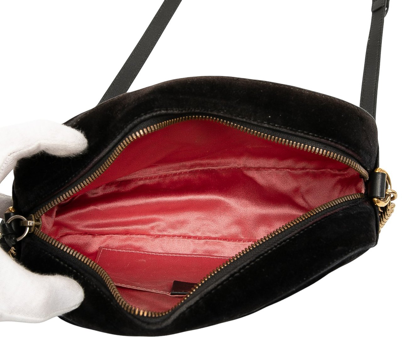 Gucci Small GG Marmont Matelasse Velvet Crossbody Zwart