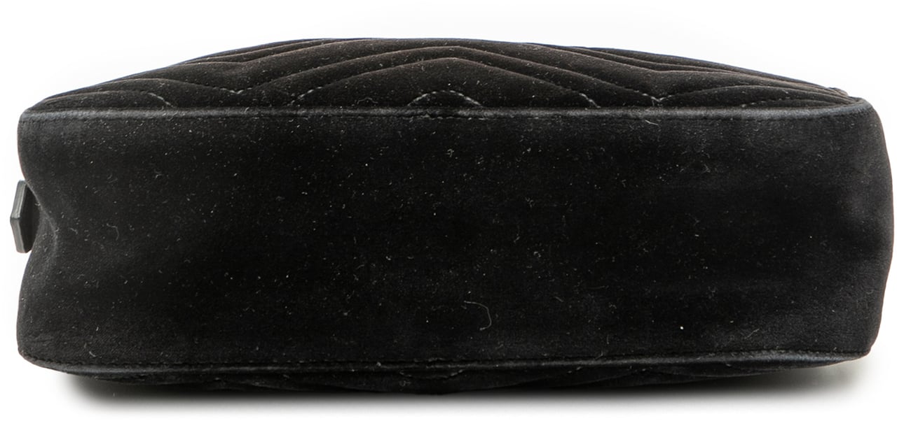 Gucci Small GG Marmont Matelasse Velvet Crossbody Zwart