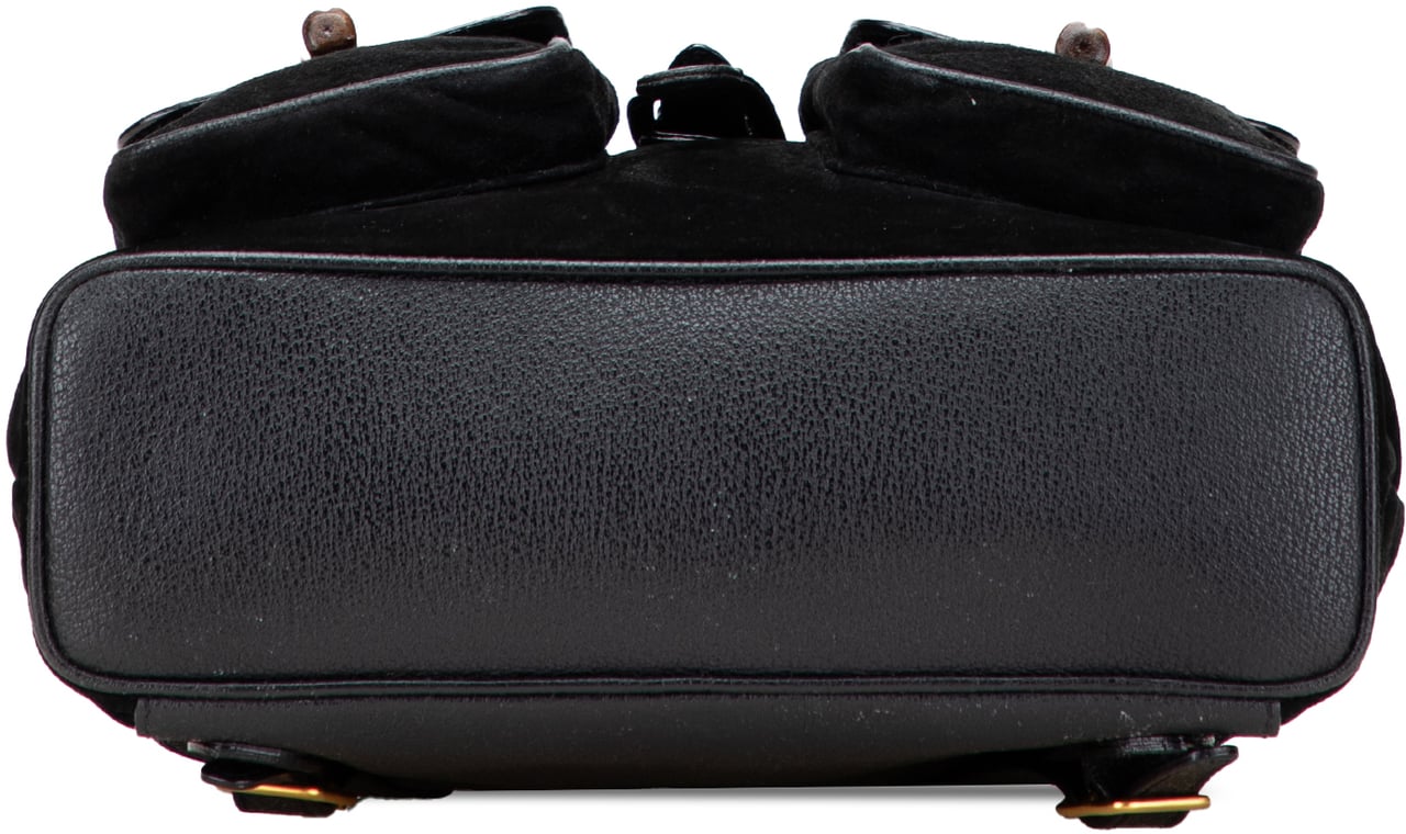 Gucci Suede Bamboo Backpack Zwart