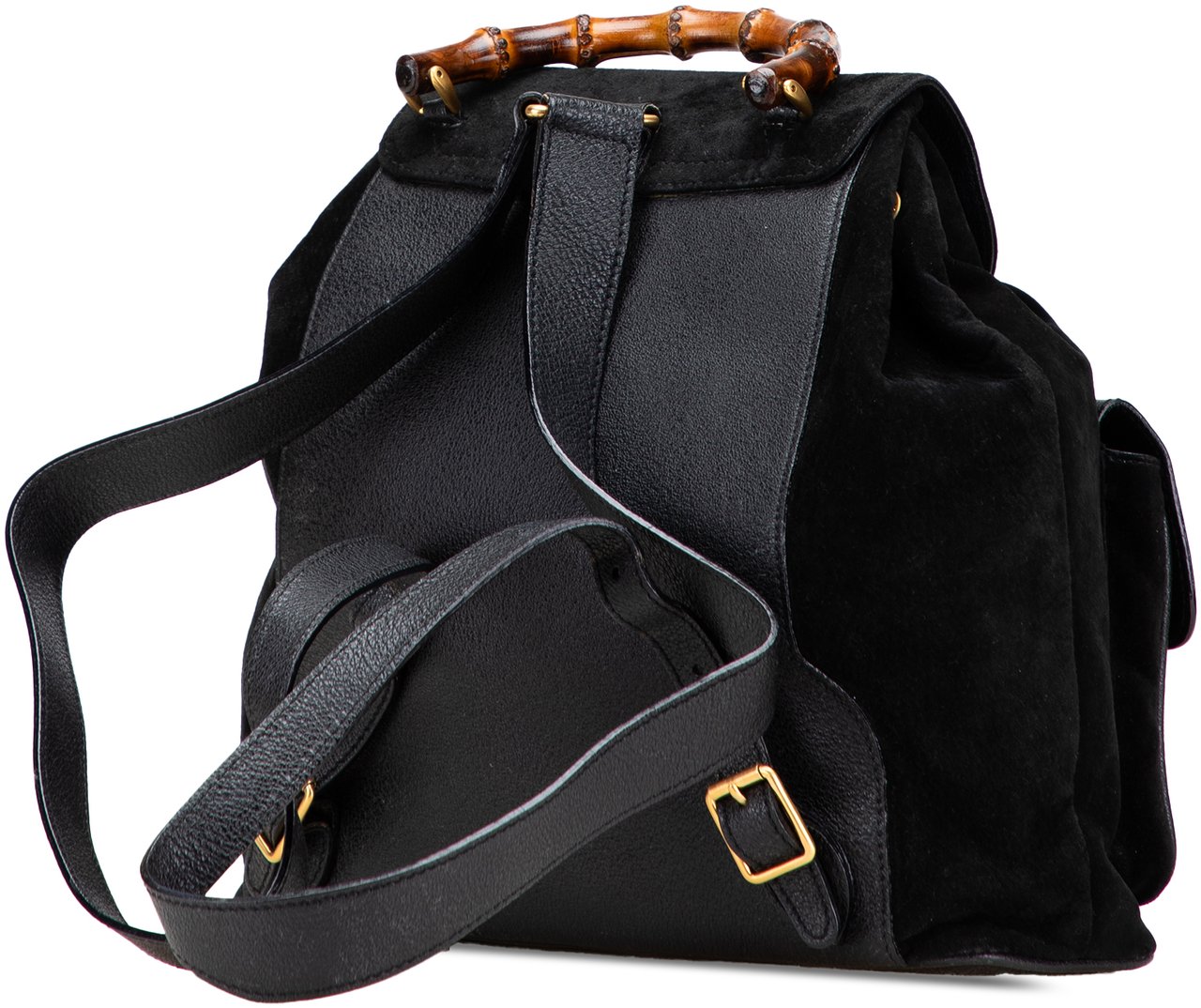 Gucci Suede Bamboo Backpack Zwart