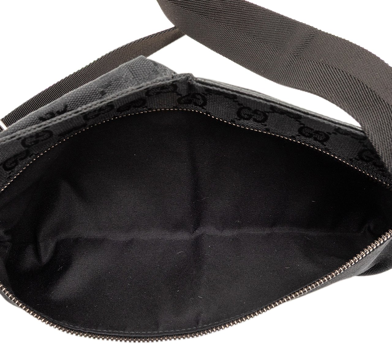 Gucci GG Canvas Double Pocket Belt Bag Zwart