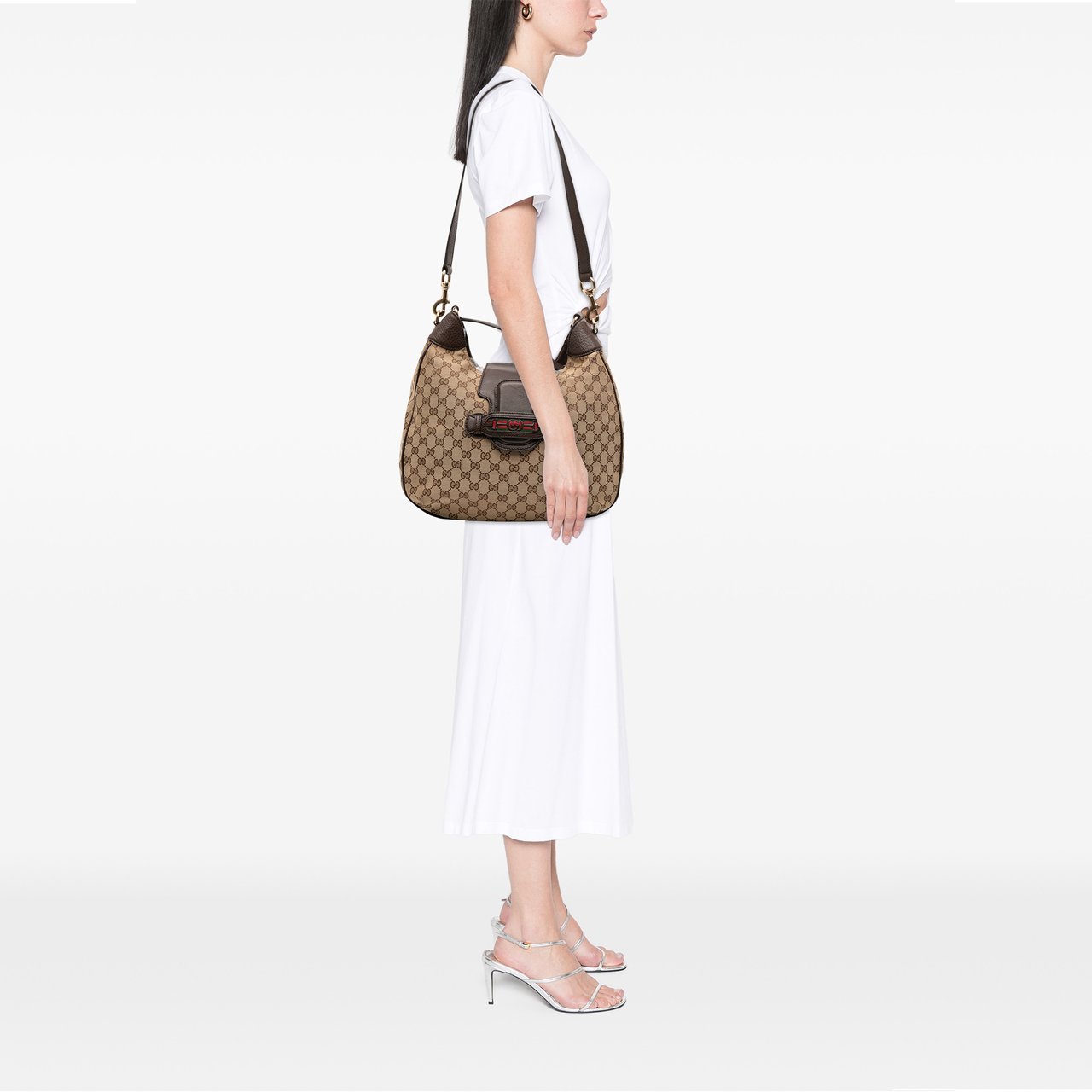 Gucci GG Canvas Dressage Hobo Bruin
