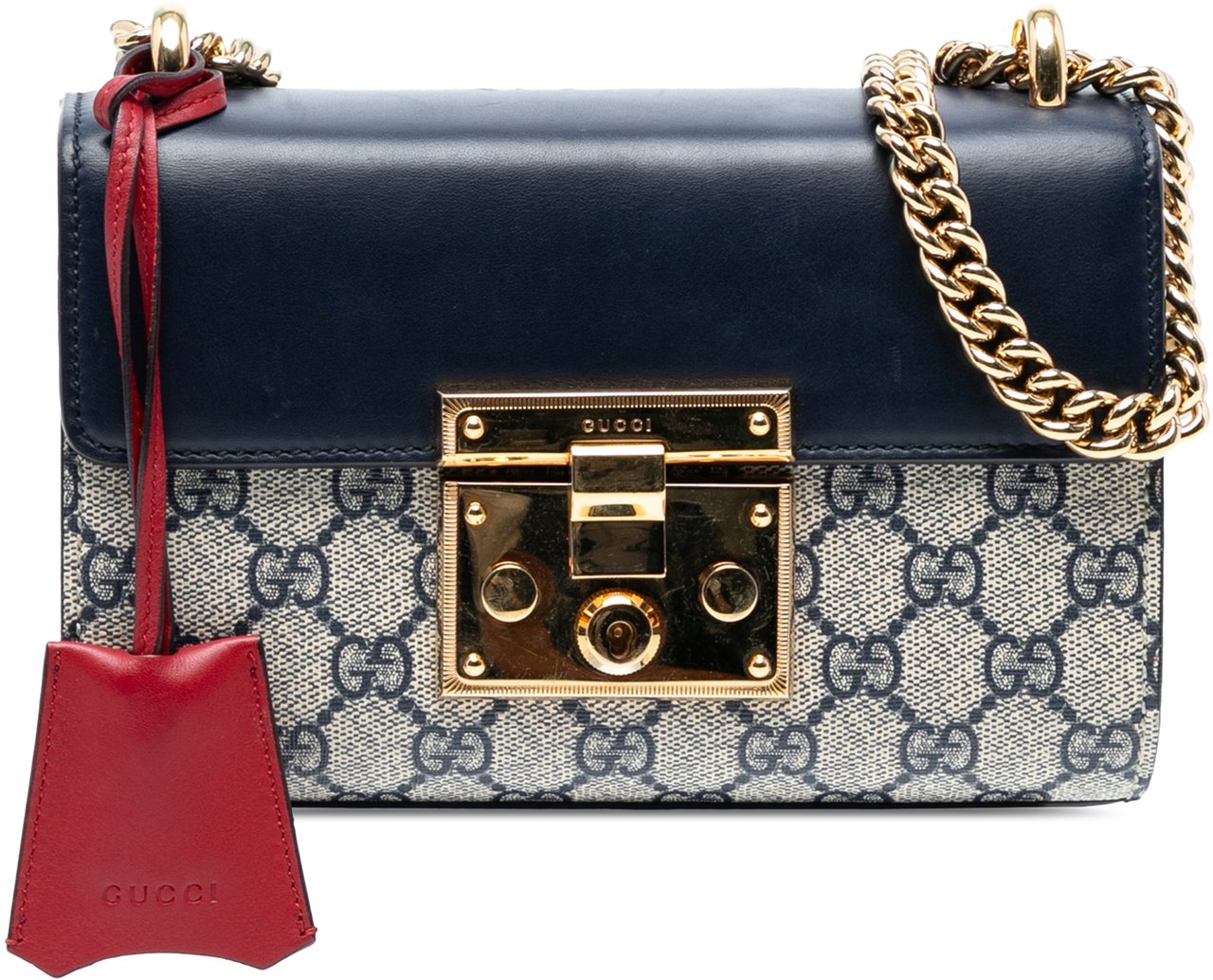 Gucci Small GG Supreme Padlock Crossbody Bruin