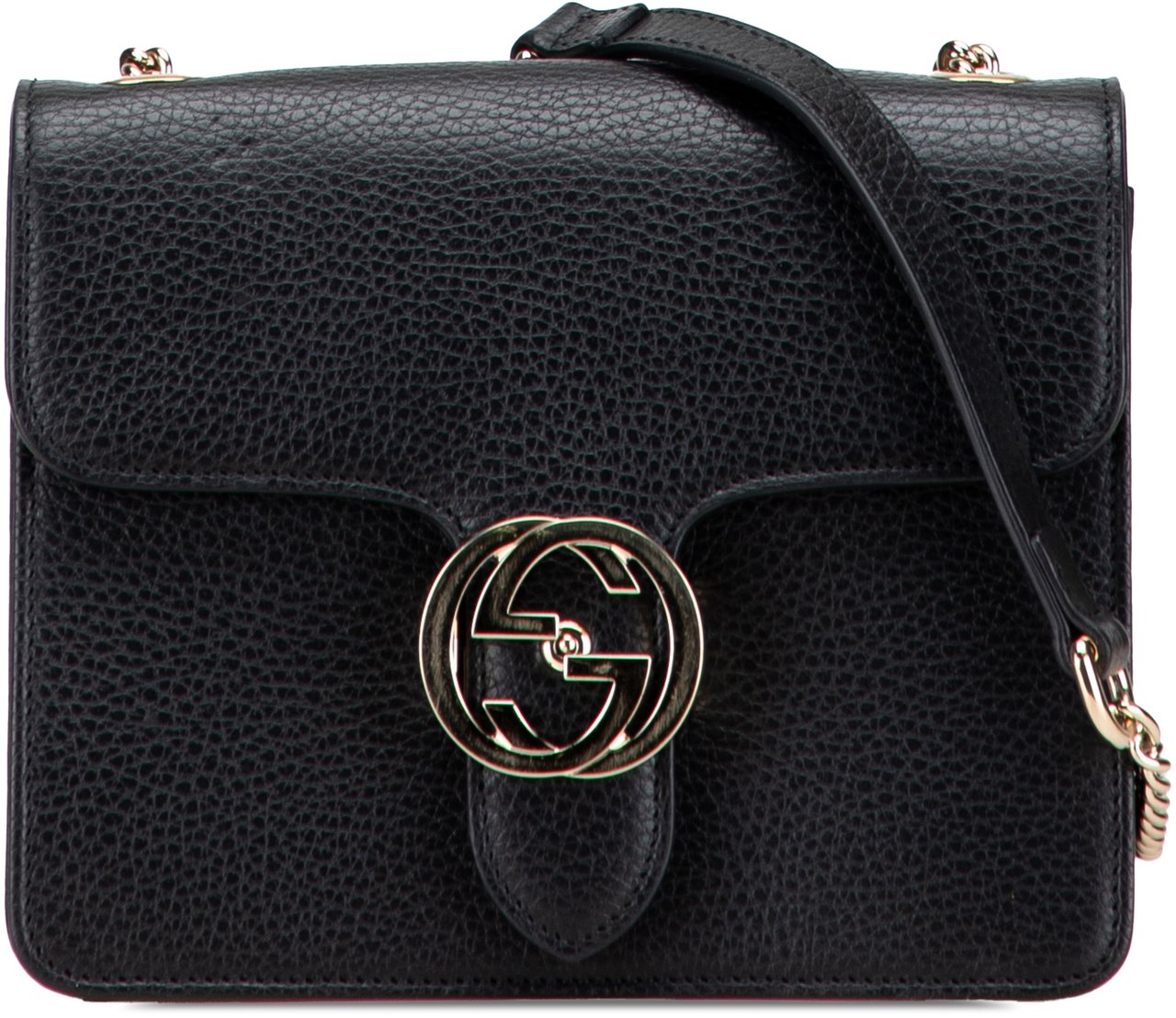 Gucci Small Dollar Calfskin Interlocking G Crossbody Zwart