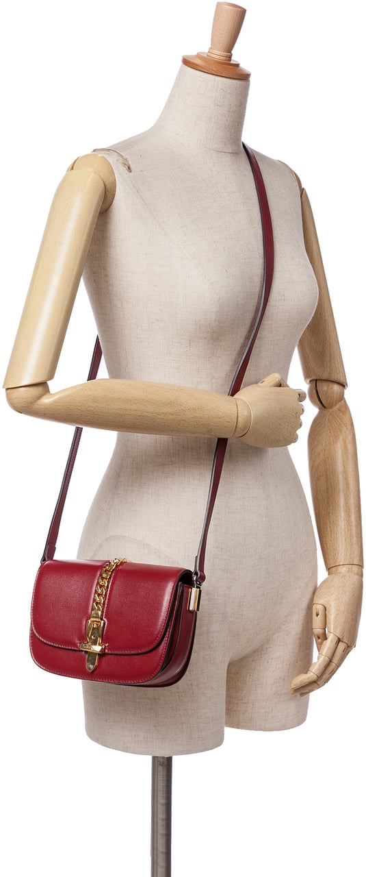 Gucci Mini Leather Sylvie 1969 Crossbody Rood