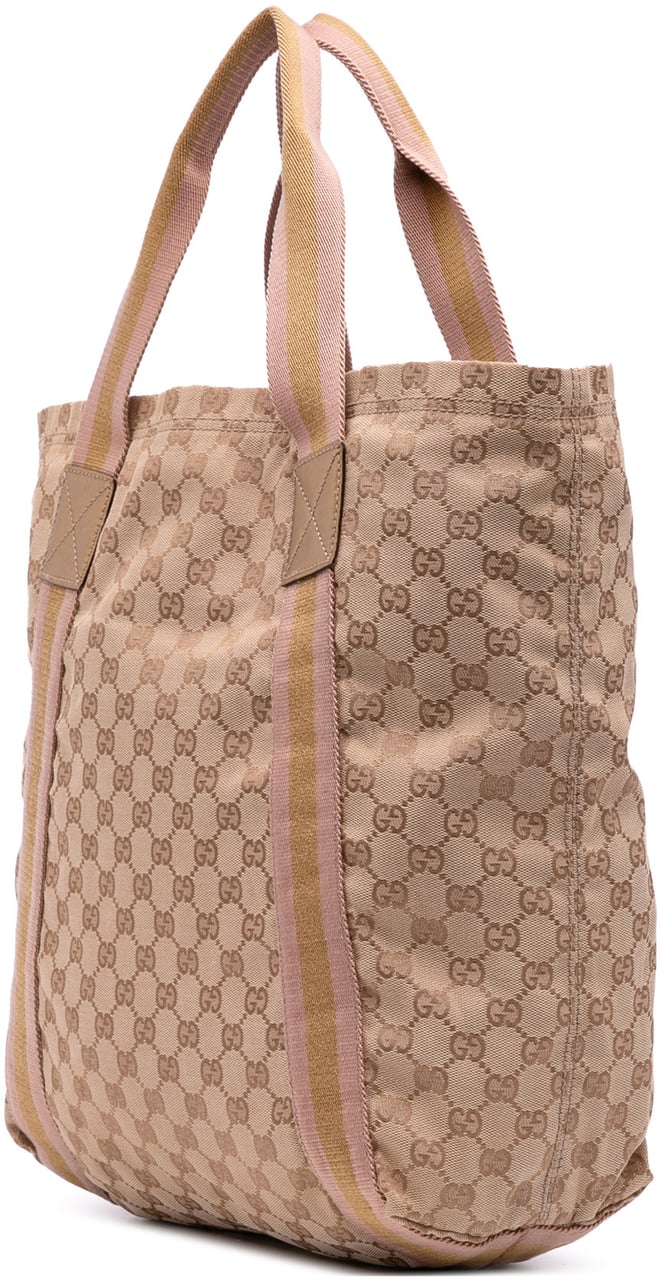 Gucci GG Canvas Web Tote Bruin