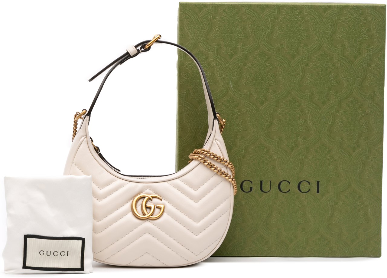 Gucci Mini GG Marmont Half Moon Bag Wit