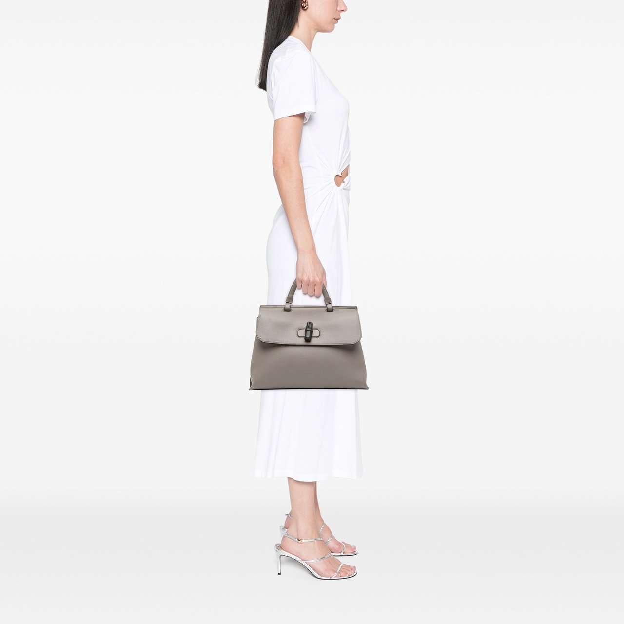 Gucci Medium Leather Bamboo Daily Satchel Bruin