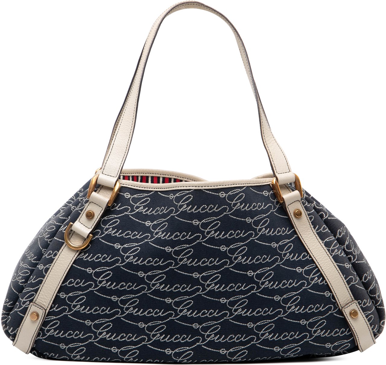 Gucci 85th Anniversary Canvas Logo Abbey D Ring Tote Blauw