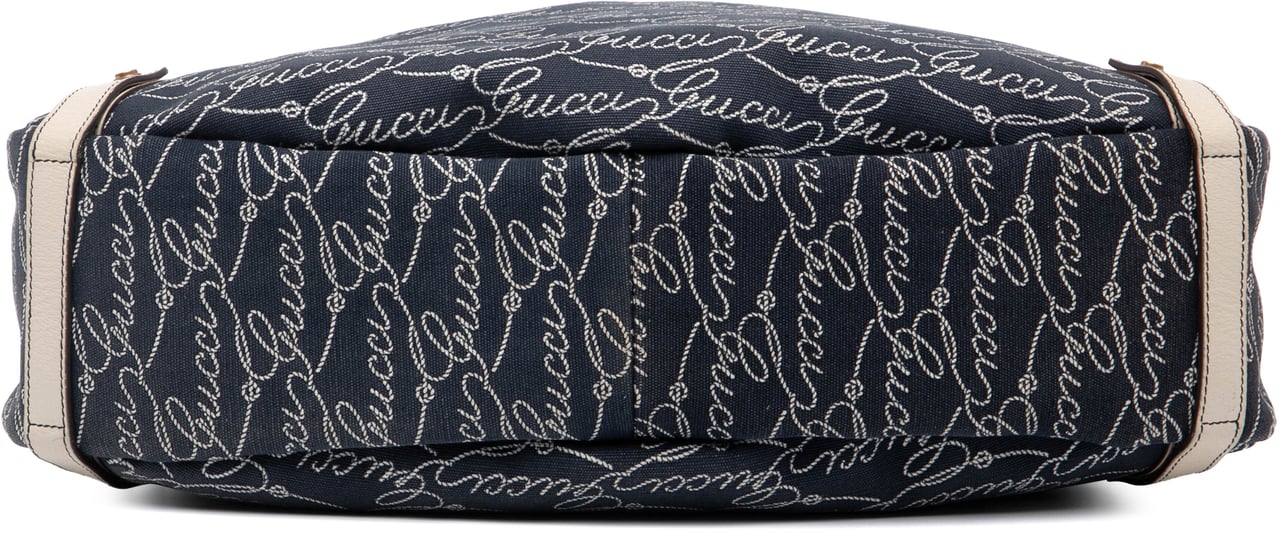 Gucci 85th Anniversary Canvas Logo Abbey D Ring Tote Blauw