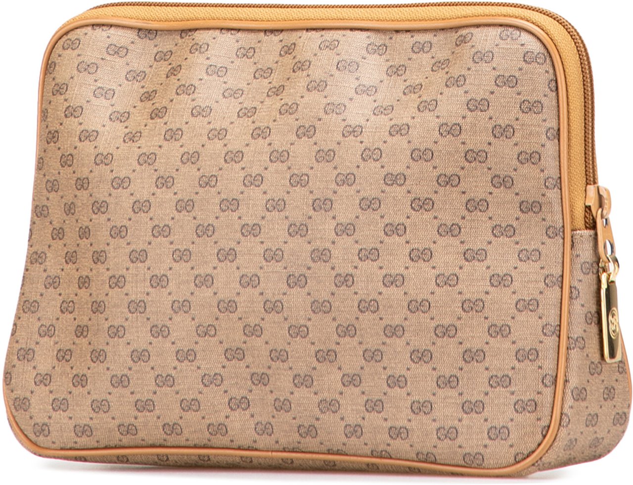 Gucci Micro GG Coated Canvas Travel Toiletry Cosmetic Pouch Bruin