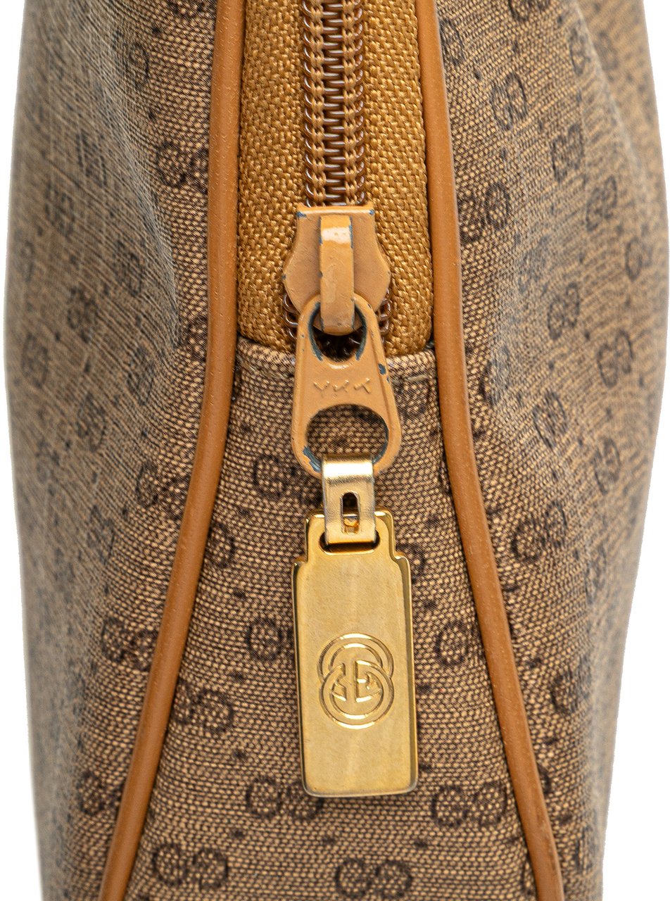 Gucci Micro GG Coated Canvas Travel Toiletry Cosmetic Pouch Bruin