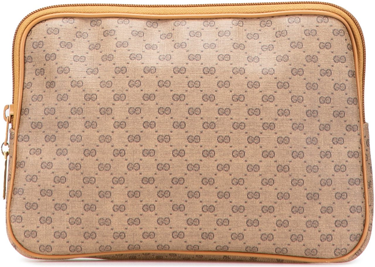 Gucci Micro GG Coated Canvas Travel Toiletry Cosmetic Pouch Bruin